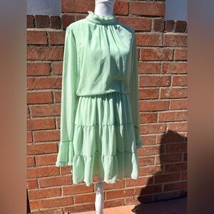 Maison Jules Light Green Long Sleeve Dress